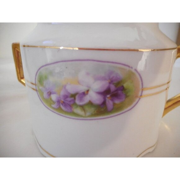 Antique Floral Violet Gold on White Sugar and creamer Made in Bavaria - Picture 2 of 12